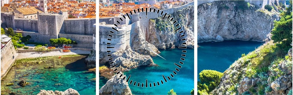 Obraz - Dubrovník (s hodinami) (90x30 cm)