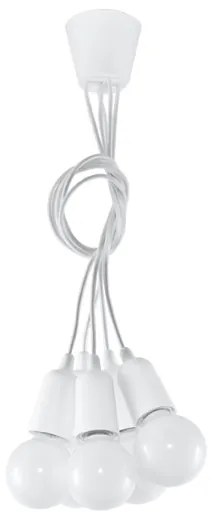 Závesné svietidlo Diego 5, biele telo svietidla