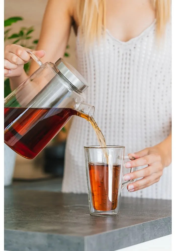 Sklenená čajová kanvica Vialli Design, 1,5 l