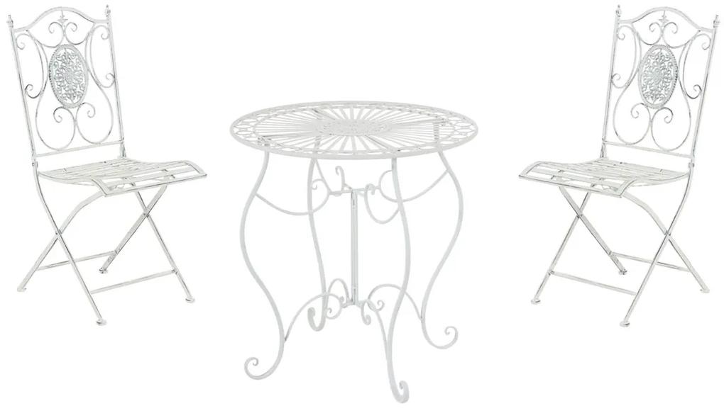 Súprava kovových stoličiek a stola Aldeano (SET 2+1) Farba Biela antik