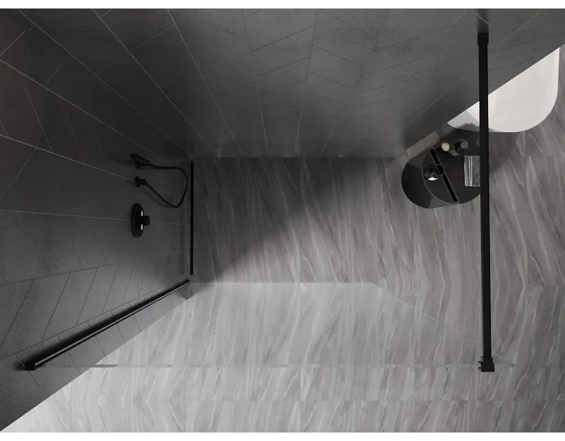 Mexen Kioto-X, sprchová zástena 140 x 200 cm, 10mm číre sklo, čierny profil, 800-140-101-70-00-X