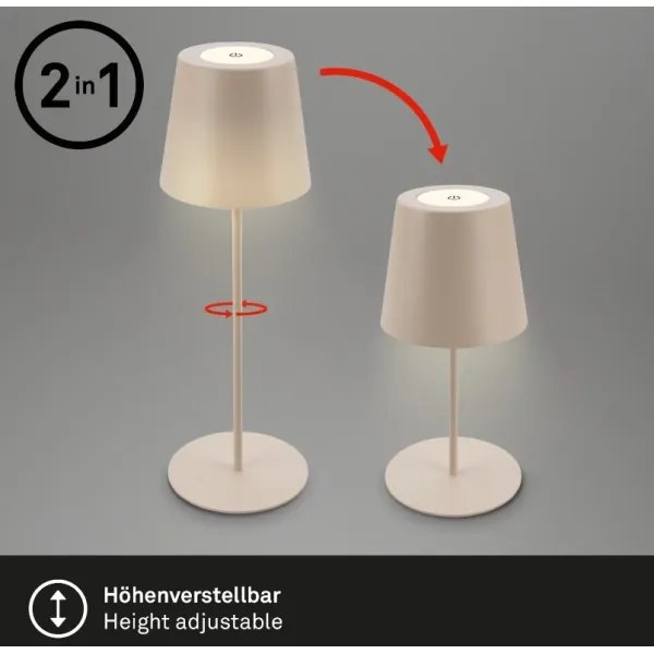 Briloner 7508011 - LED stmievateľná nabíjateľná stolná lampa LED/2,5W/5V IP44 béžová