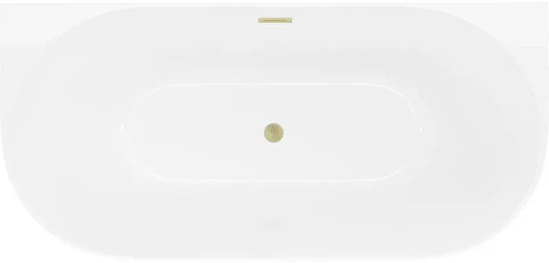 Mexen Oval Slim, voľne stojaca vaňa ku stene 170 x 80 cm, biela lesklá, zlatý matný prepad, 52661708000-55