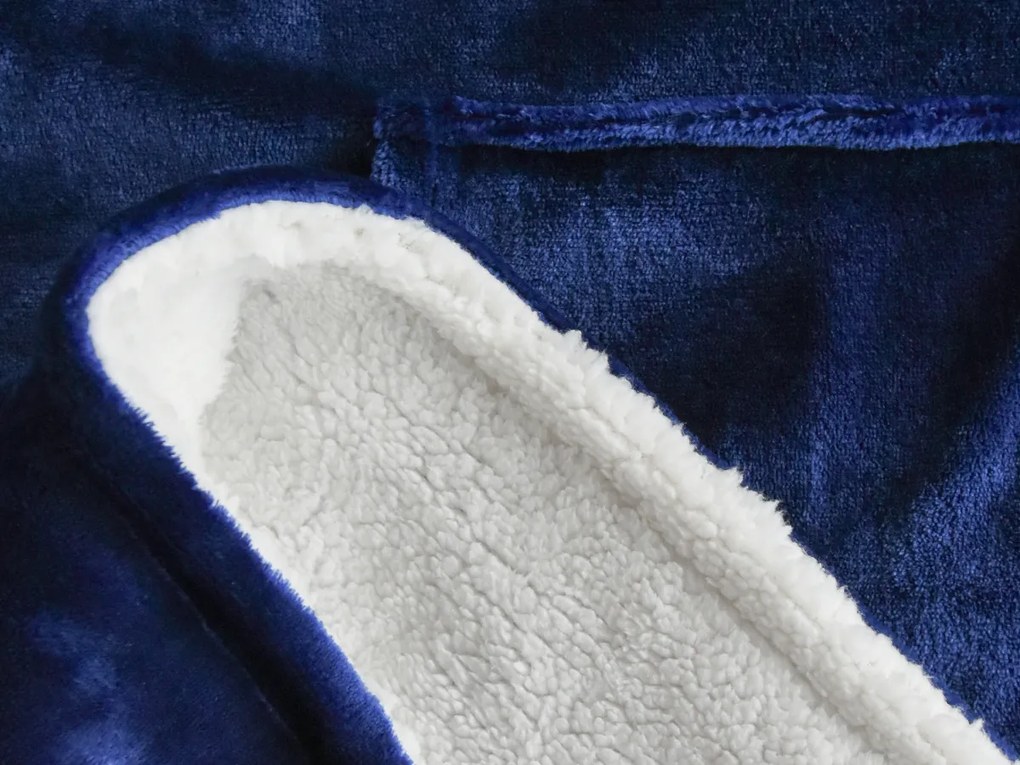 XPOSE® Detská mikinová deka s barančekom (malá) - tmavo modrá