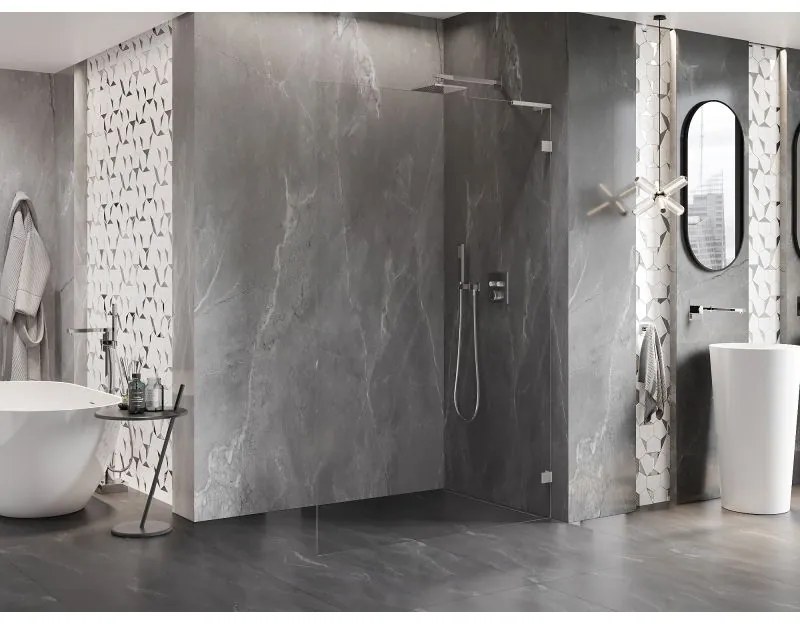 Mexen Lunar L, sprchová stena pravá 50 x 200 cm, 8mm číre sklo, oceľový profil, 830L-050-000-97-00-P