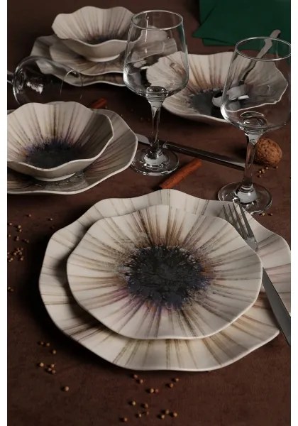 24-dielna jedálenská súprava hnedá/porcelán