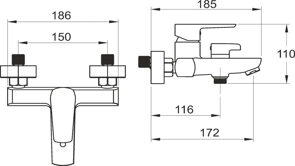 Novaservis Metalia 58, vaňová batéria, chróm 58020/1,0