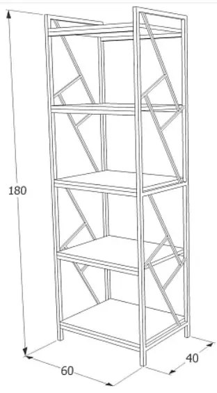 Regál Tablo 05 180 cm dub prírodný/čierny