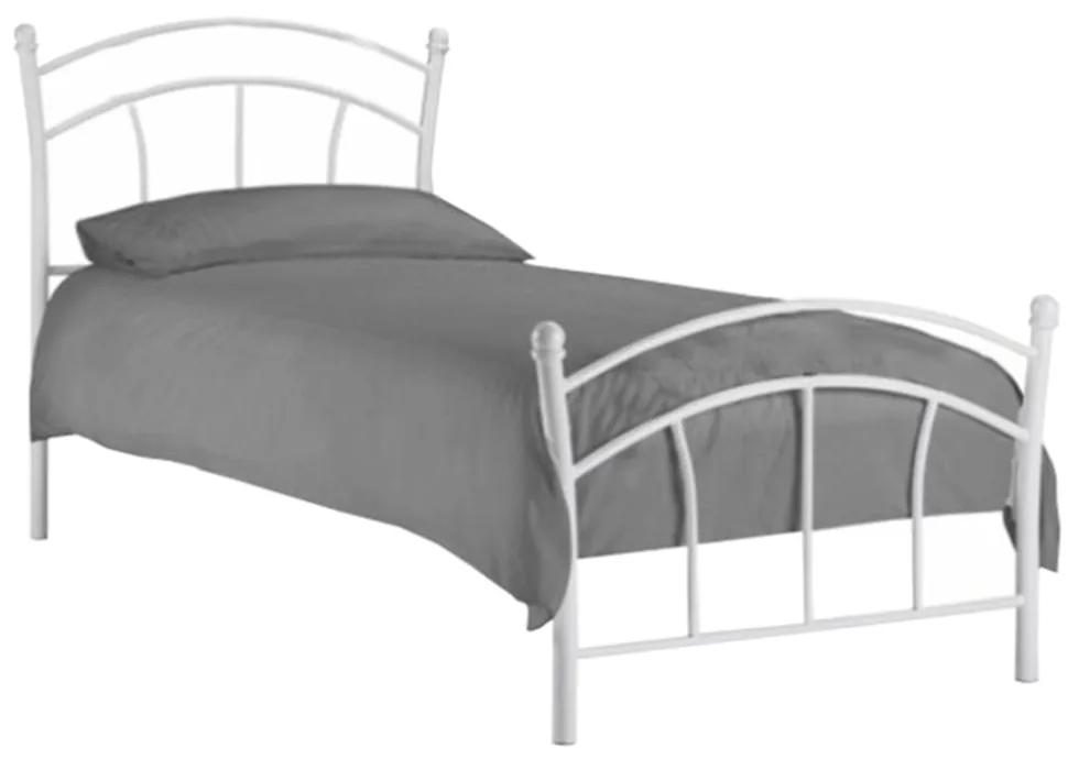 Kondela Kovová posteľ s roštom, biela, BURZUM