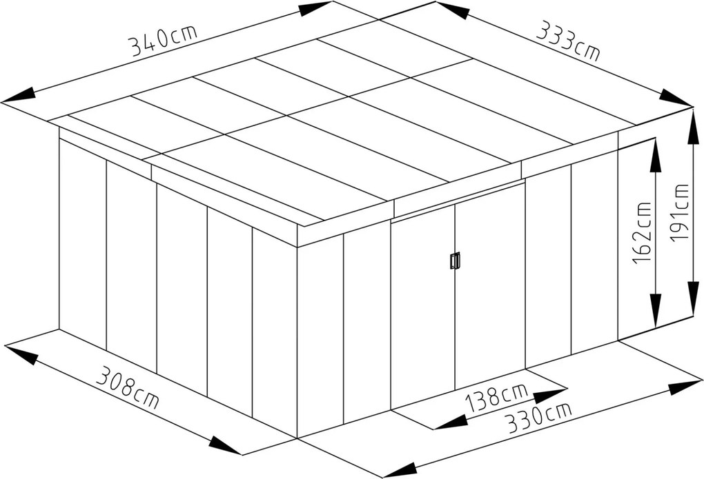 Záhradný domček G21 GRAH 1132 - 340 x 333 cm, antracitový