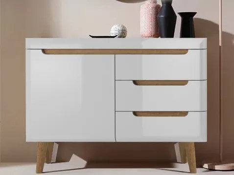 Komoda so šuplíkmi Nordi, dub riviera/biely lesk%