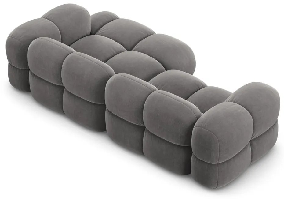 Sivá zamatová rohová pohovka (pravý roh/s leňoškou) Loretto – Cosmopolitan Design