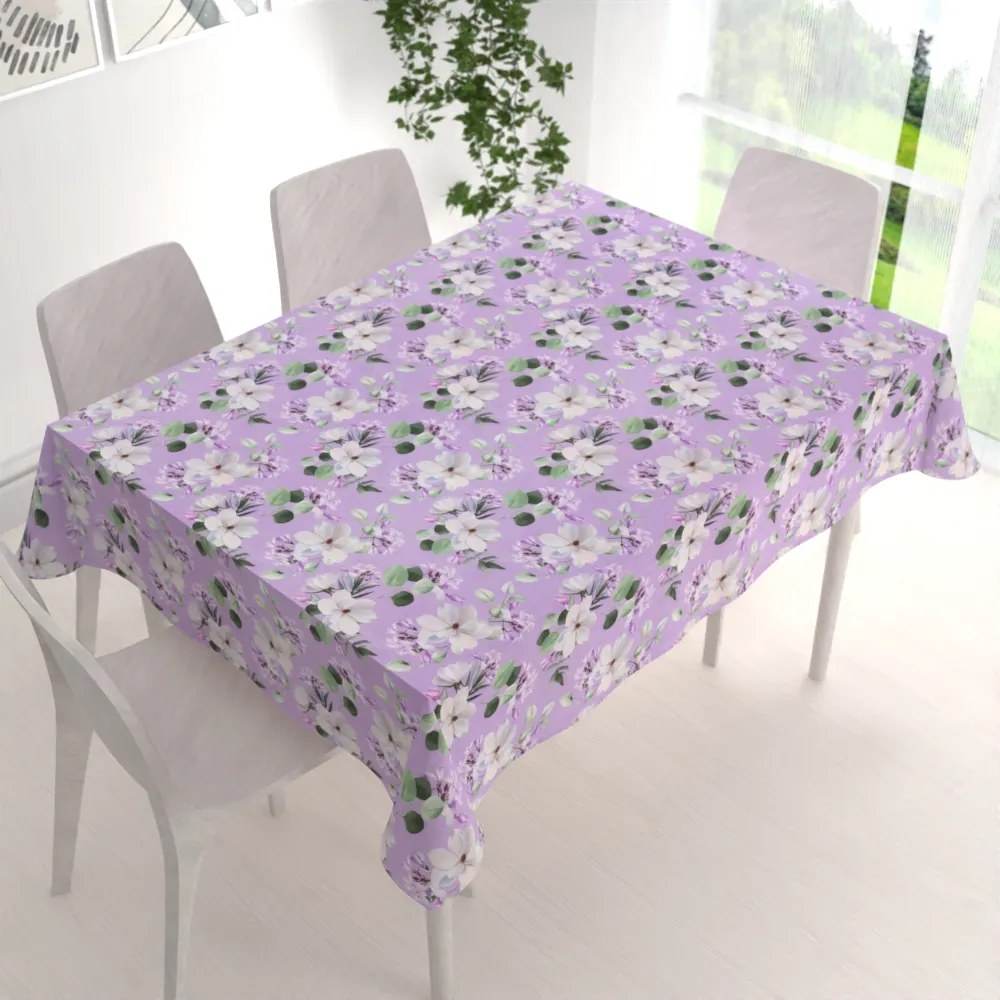 Biante Dekoračný obdĺžnikový obrus PML-044 Kvety magnólie na fialovom 60x100 cm
