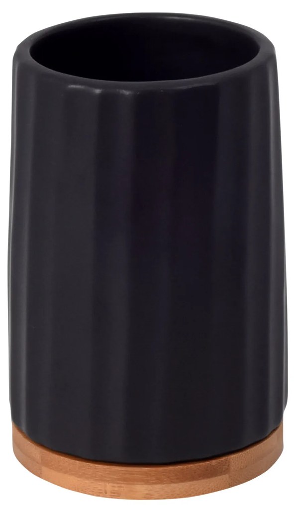 BISK Erga Kido, keramický pohár na zubné kefky, čierna-hnedá, ERG-08409