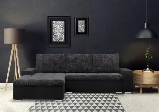 Rohová rozkladacia sedačka AURORA ľavá popolová / čierna