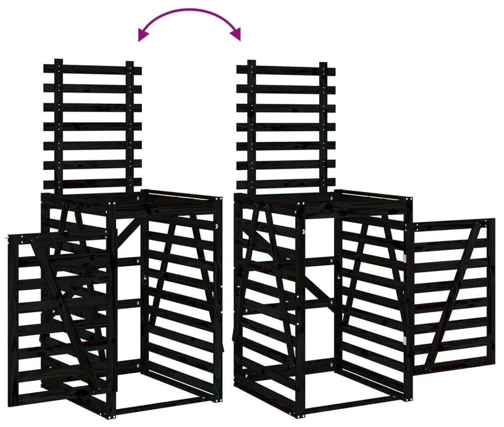 Úložný box pre odpadkový kôš čierny 84x90x128,5 cm borovica