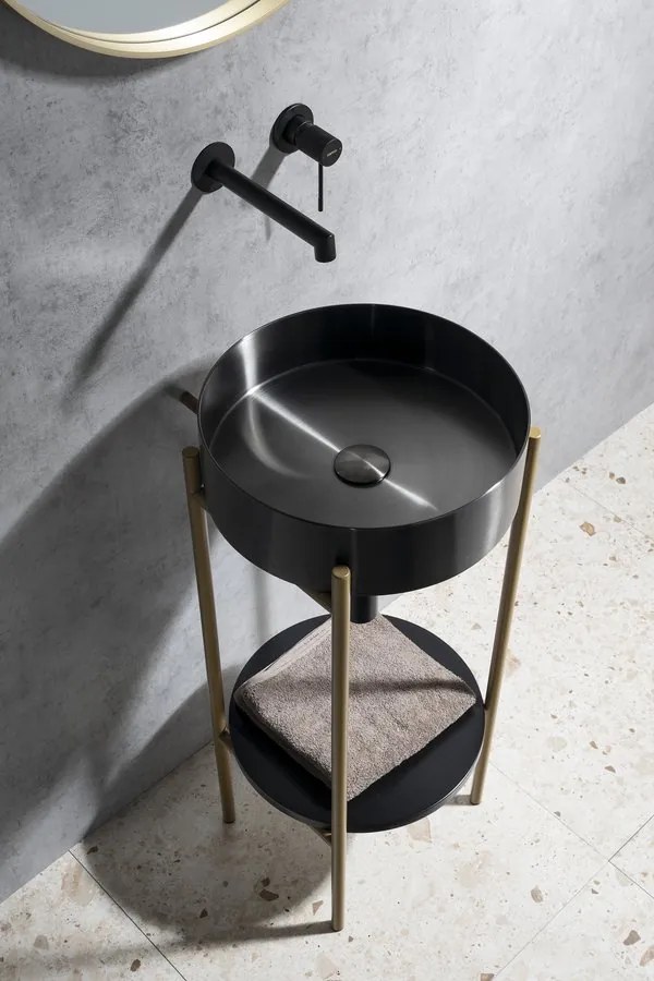 Sapho Sapho, AURUM nerezové umývadlo, priemer 38cm, vrátane výpuste, gun metal, AU101