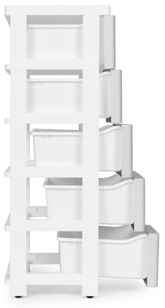 ModernHome Plastový regál s 5 zásuvkami - sivý