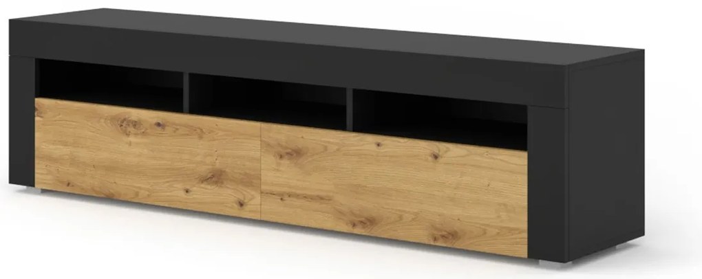 TV stolík/skrinka Moderno (dub artisan + čierna). Akcia -20%. Vlastná spoľahlivá doprava až k Vám domov. 1124836