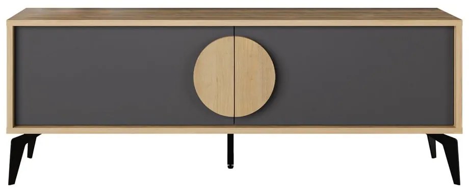 TV stolík v dekore duba v čierno-prírodnej farbe 140x51 cm Vae – Marckeric