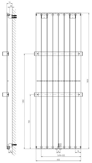 Sapho - Kúpeľňový radiátor COLONNA 1205W/230V 60x180 cm biela