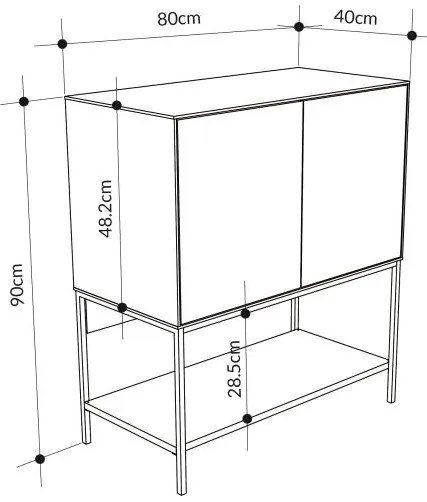 Komoda Houseland Amira 80 cm sivo-zelená