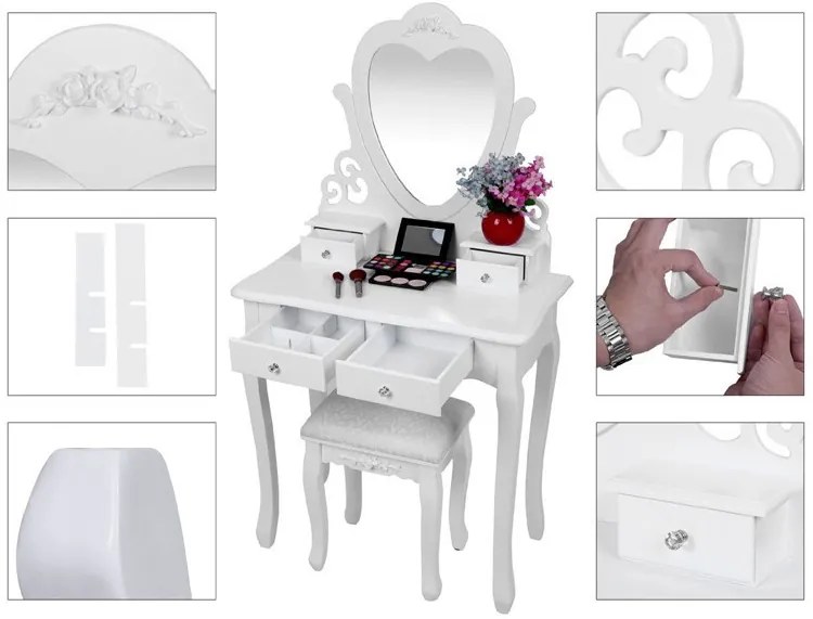 Toaletný stolík Romantic + DARČEK hubka na MAKE UP