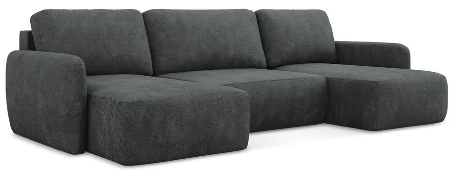 Tmavosivá ženilková rozkladacia/s úložným priestorom rohová pohovka (do tvaru "U") Lilo – Makamii