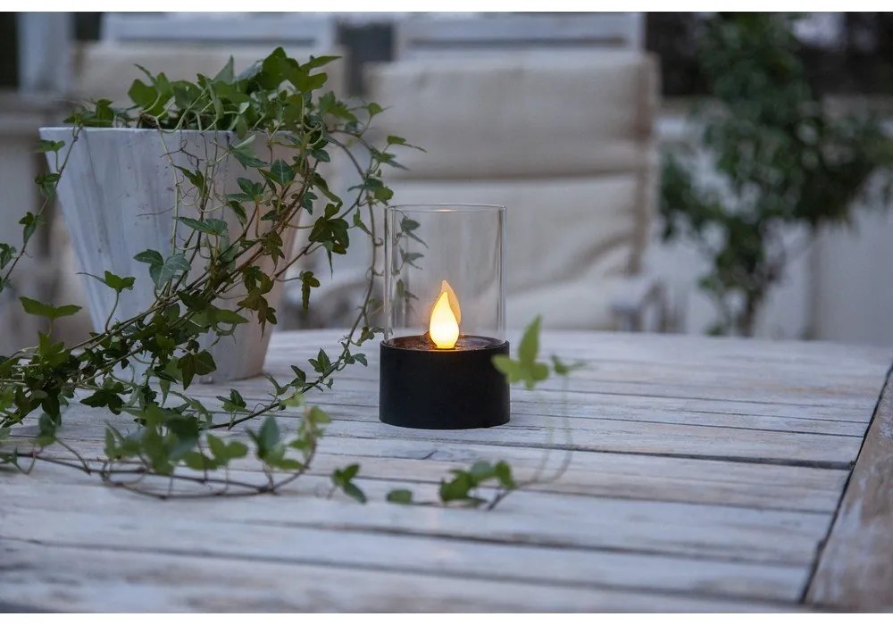 Čierna LED vonkajšia svetelná dekorácia Star Trading Puloun, výška 13,5 cm