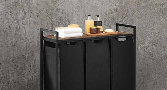 Koš na prádlo Vasagle Ovules 114 l černý/hnědý