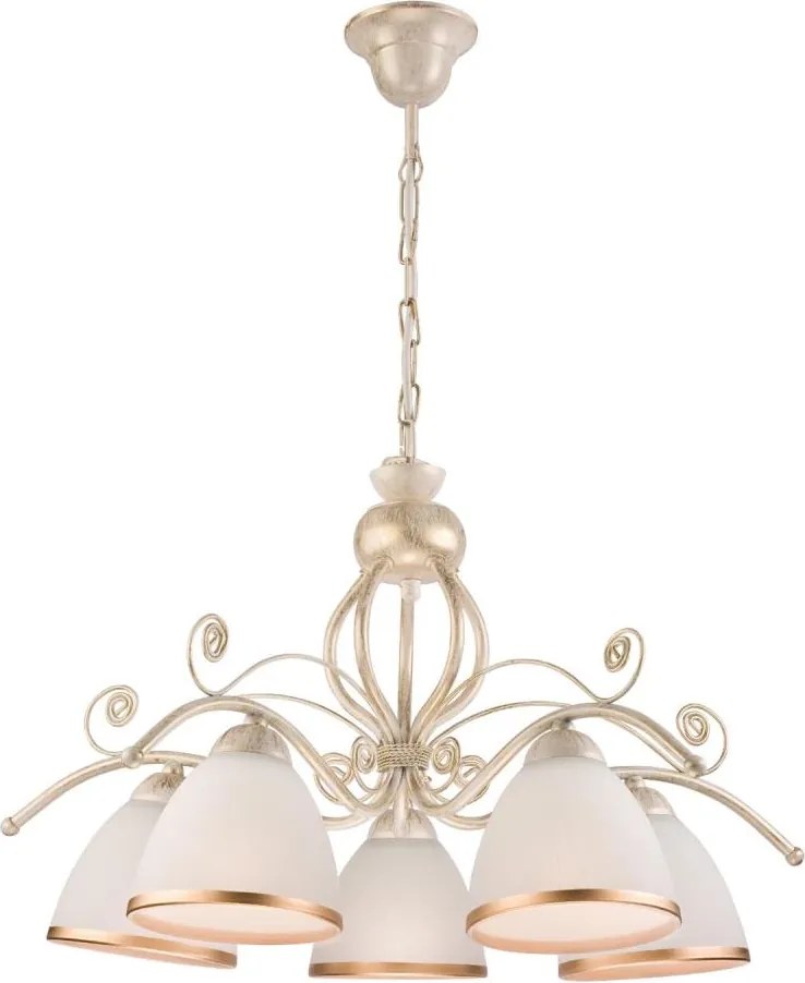 Luster na reťazi RETRO II 5xE27/60W/230V biela patina