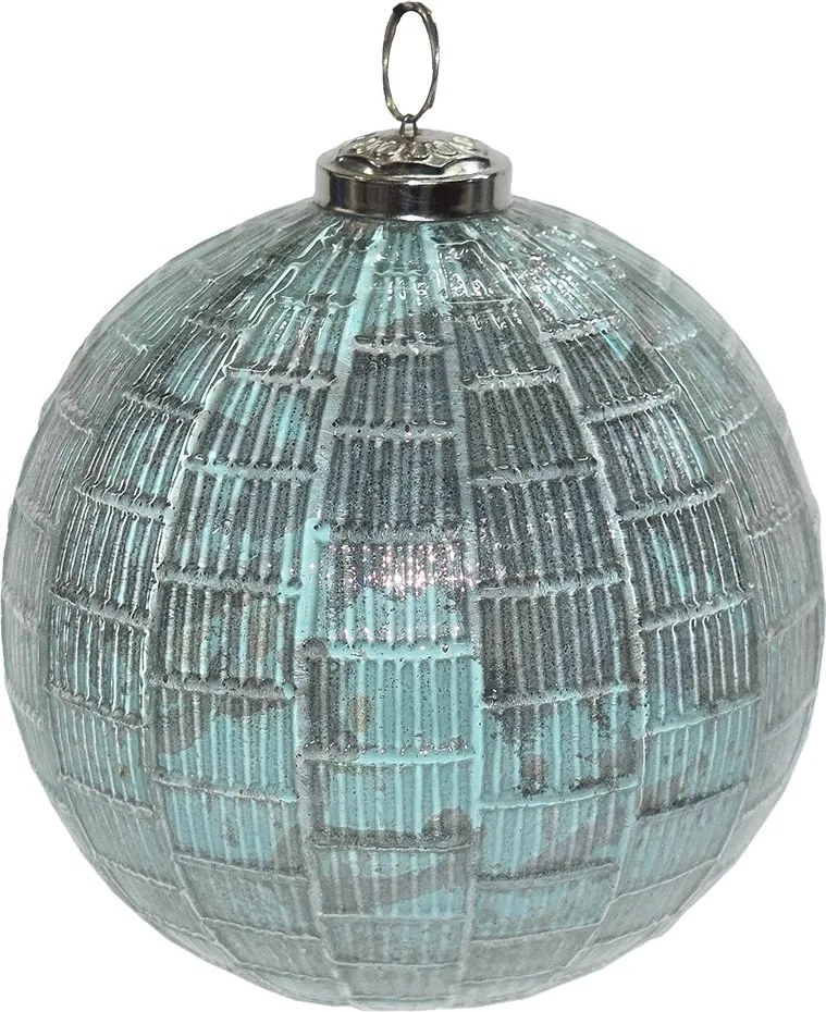 Tyrkysová antik sklenená vianočná ozdoba gule - Ø12*12 cm
