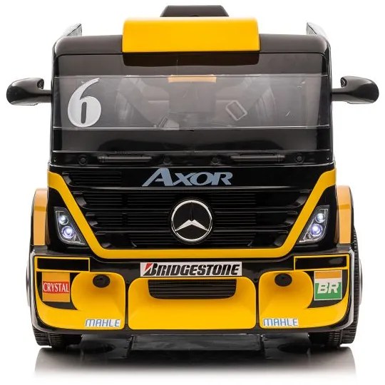 LEAN CARS Elektrický Kamión s prívesom Mercedes XMX622B LCD námornícka žltá - 2X45W - 2x12V7Ah - 2023