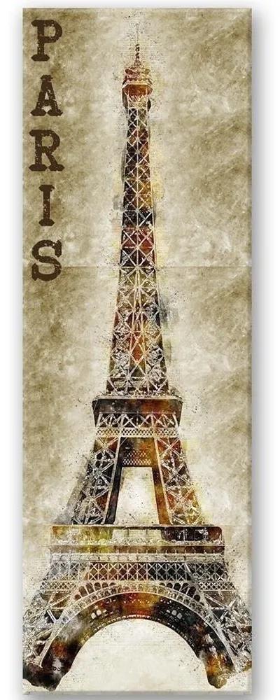 Obraz na plátně Pařížská Eiffelova věž Vintage Retro - 40x120 cm