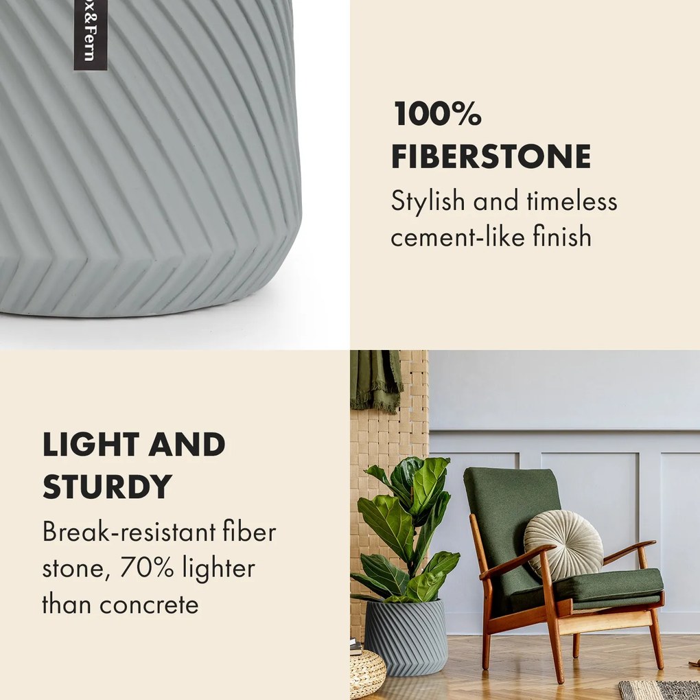 Fox & Fern Heusden, kvetináč, Polystone, vhodný pre rastliny, ručná výroba
