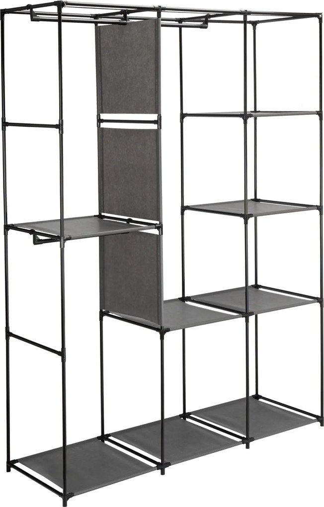 Textilná šatníková skriňa CELINA - 8 políc - antracit