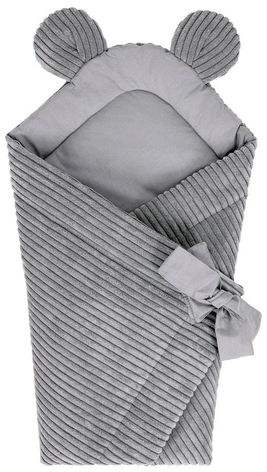 Sivá menčestrová detská zavinovačka 35x65 cm – Meowbaby