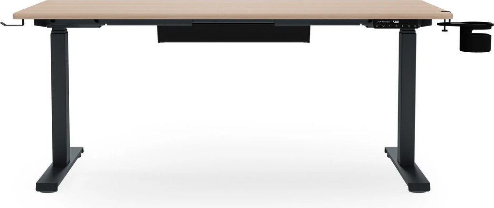 Elektrický stôl s reguláciou výšky ergonomický antracitový/dub sonoma,1400x700 mm: ARIA