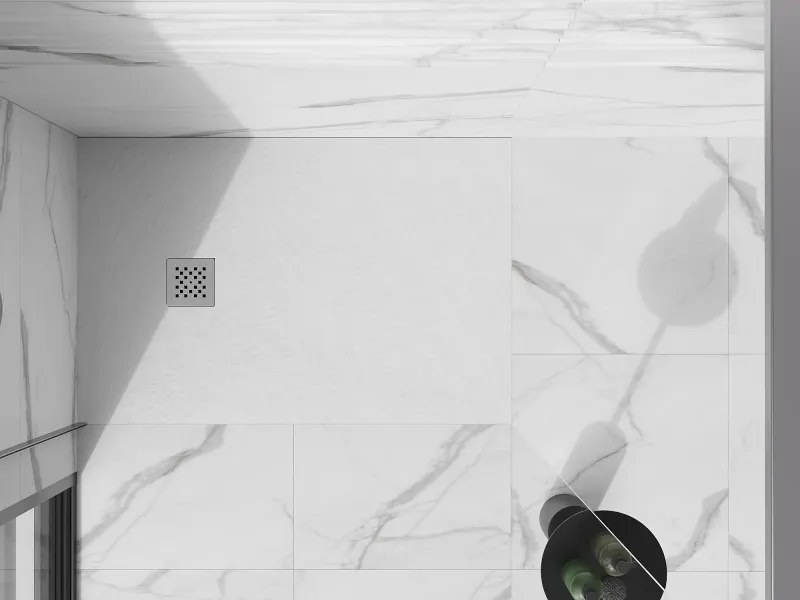 Mexen Stone+ rektangulárny kompozitný sprchový kút 90 x 80 cm, biely - 44108090