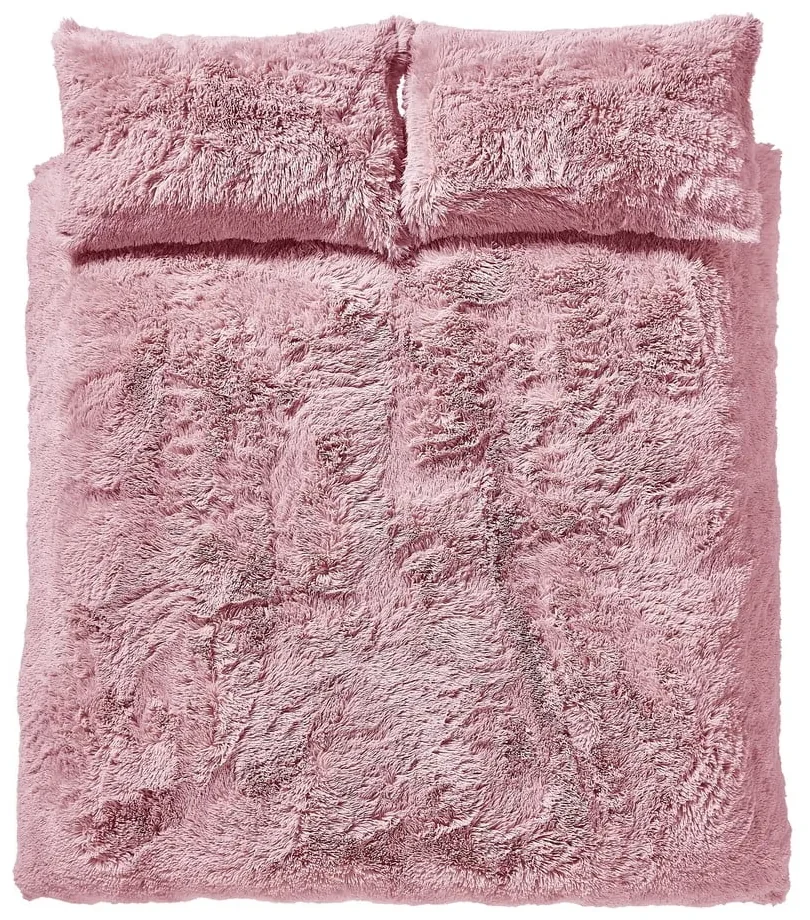 Ružové mikroplyšové obliečky Catherine Lansfield Cuddly, 135 x 200 cm