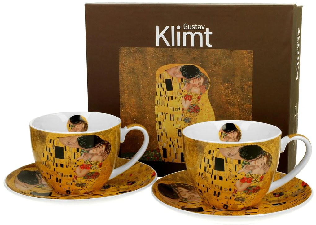 Porcelánová šálka s podšálkou Klimt The Kiss 250 ml sada 2ks