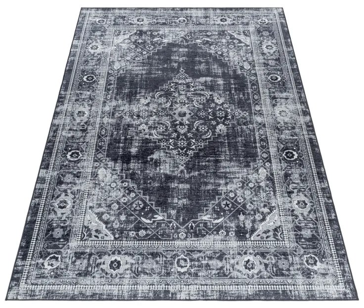 Ayyildiz, Kusový koberec Fiesta 4301 black, 160x230, čiernobiela, chodba / predsieň