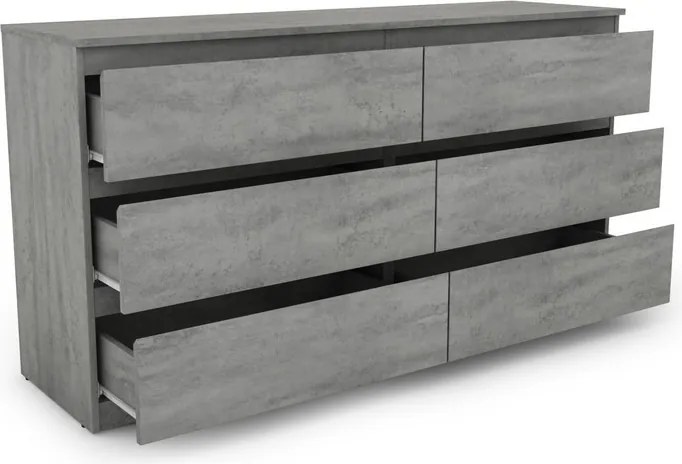 Široká komoda Carlos, šedý betón, 150 cm