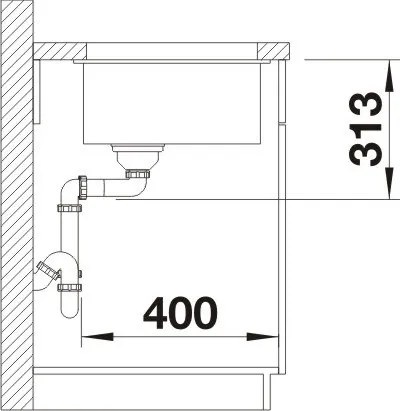 Blanco Subline 320-U, silgranitový drez pod pracovnú dosku 350x460x190 mm, 1-komorový, tmavá hnedá, BLA-523415