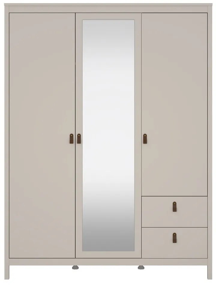 Sivobéžová šatníková skriňa so zrkadlom 150x199x58 cm Madrid – Tvilum