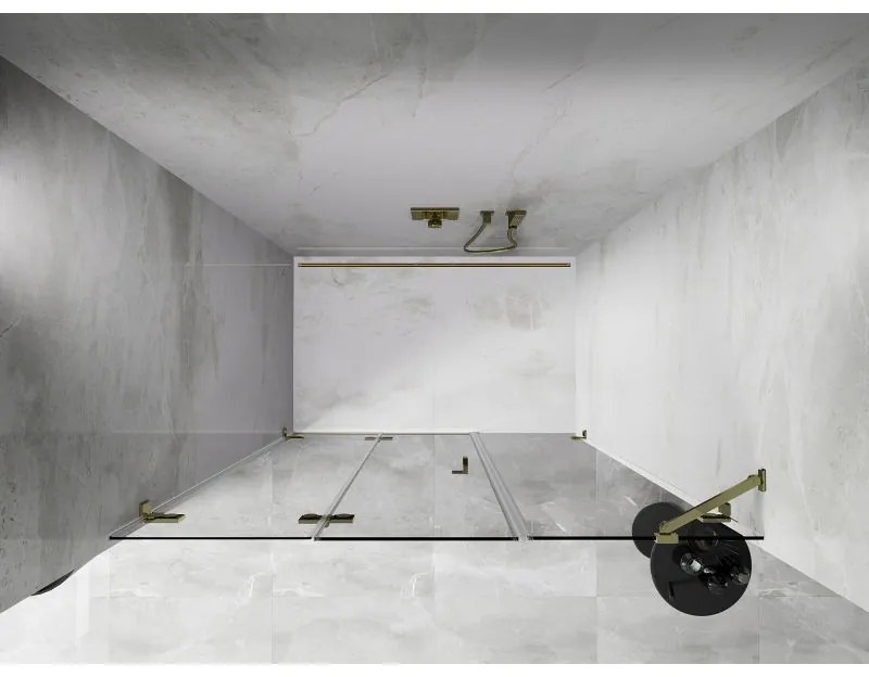 Mexen Lunar-F, skladacie ľavé sprchové dvere 150 cm, číre sklo, zlatý profil, 836S-150-050-50-00-L