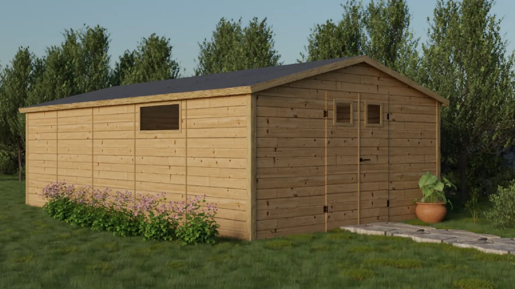 Drevený domček BRUNNERA (3,95 × 6,45 m)