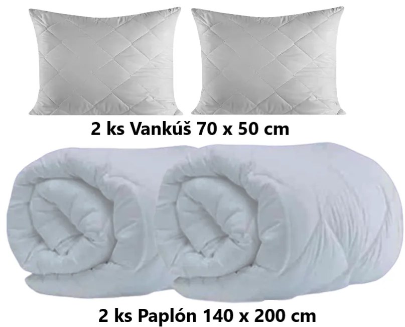 Vankúš a Paplón ANTIALERGICKÝ 2ks 70x50 cm / 2Ks 140x200 cm