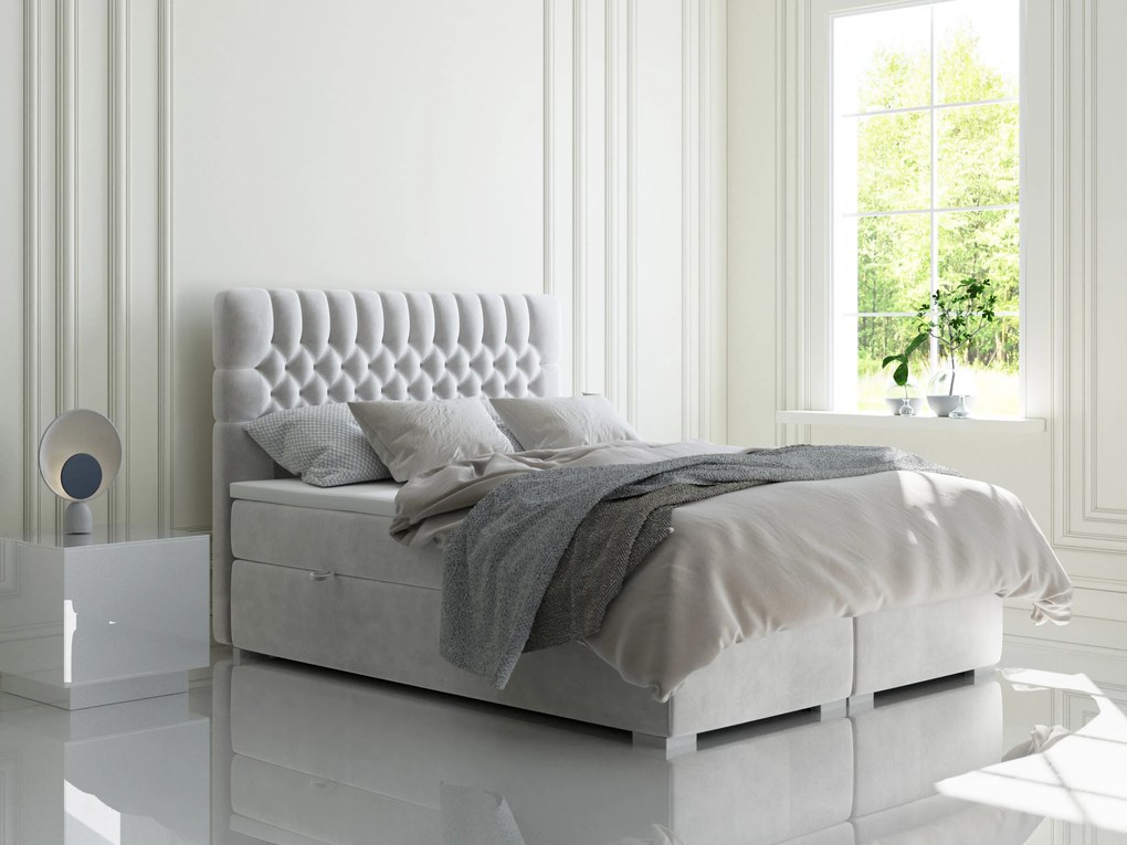Manželská posteľ Boxspring 180 cm Daliny (svetlosivá) (s úložným priestorom). Akcia -20%. Vlastná spoľahlivá doprava až k Vám domov. 1044203
