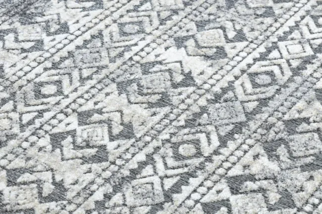 Koberec SOLE D3732 Aztécky, romby - ploské tkanie, sivý/ béžový